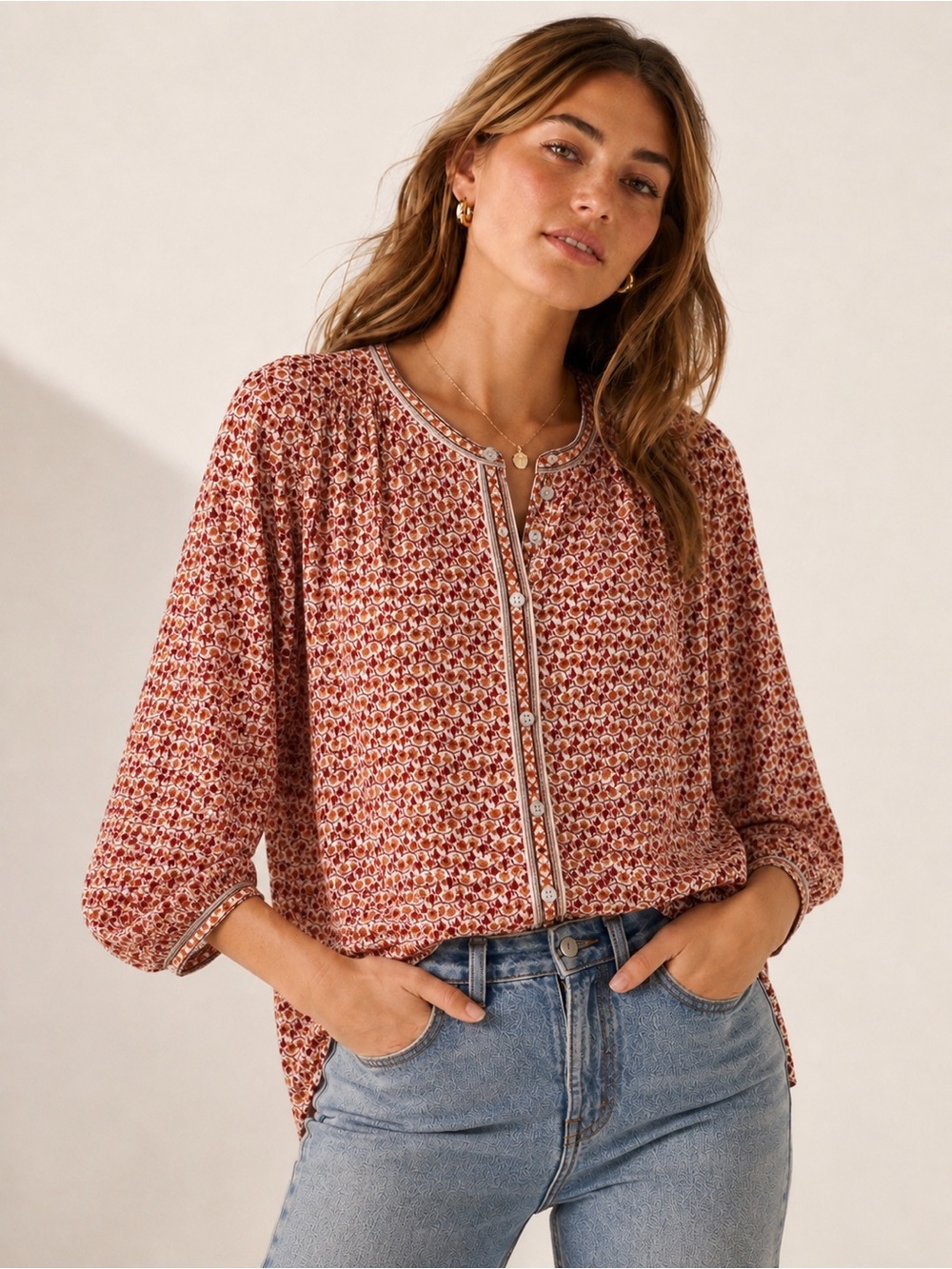 Max Studio London Floral Boho Blouse – Size Small – NWOT